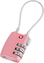TSA Locks for Luggage TSA Approved Luggage Locks 3 Digit Combination TSA Travel Locks Portable Cable Padlocks Zinc Alloy Body Suitcase Locks for Travel Bag Suitcase Backpack Lockers,Pink