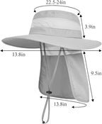 3 Pack Mens UPF 50+ Wide Brim Sun Hat with Neck Flap for Fishing Hiking Garden