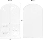 Univivi Dance Costume Garment Bag, 40 Inch Garment Bags for Dance Costumes Kids Dance Costume Bag with 3 Medium Clear Zipper Pockets for Dance Costumes, Hanging Clothes (White) - 4 Pack, UN0783