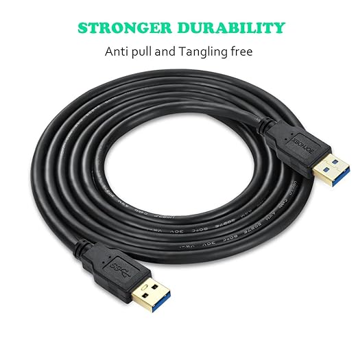 XBOHJOE USB3.0 Male to Male Cable 12FT USB Type A Male to A Male Cord 5 Gbps Double USB a to USB a Cable Compatible with Hard Drive Cooling Fan/pad DVD Player and More (Black, 12FT)