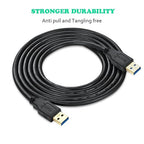 XBOHJOE USB3.0 Male to Male Cable 12FT USB Type A Male to A Male Cord 5 Gbps Double USB a to USB a Cable Compatible with Hard Drive Cooling Fan/pad DVD Player and More (Black, 12FT)