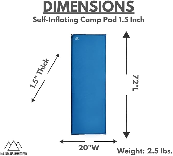 Self-Inflating Camp Pad - 1.5 Inches Thick (Air Mattress Camping Accessory Made by Caddis Sports)
