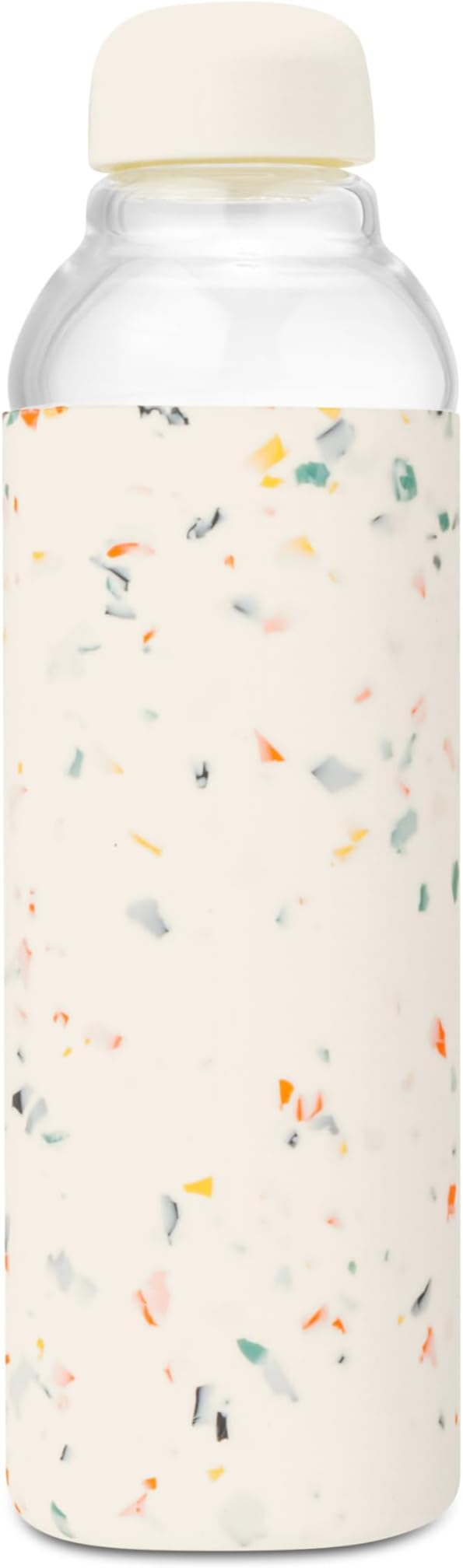 W&P Porter Glass Water Bottle w/ Protective Silicone Sleeve | Terazzo Cream 20 Ounces | On-the-Go | Reusable Bottle for Coffee, Tea and Water | Portable