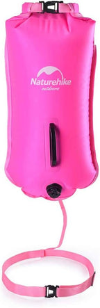Naturehike 18L High Visible Safety Swim Buoy - Ultralight Bubble Tow Float and Dry Bag for Open Water Swimming Kayaking Snorkeling Diving Trailing with Adjustable Waist Belt