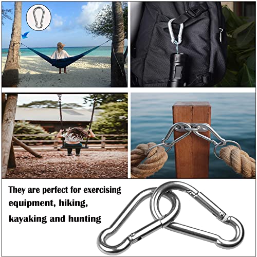 Carabiner 4 Inch Spring Snap Hook, 770LBS Holding Capacity Spring Clips Link Buckle for Hammock, Heavy Duty Steel Carabiner Clip 20pcs M10 3/8'' for Hammock Swing Fitness Camping Hiking