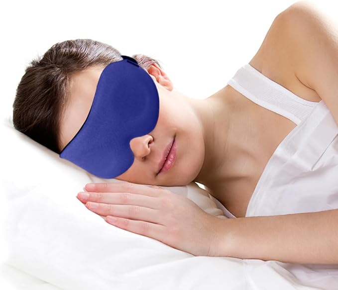 3D Sleep Mask for Side Sleepers – 100% Light Blocking Eye Mask for Sleeping, Zero Eye Pressure, Soft Breathable Memory Foam, Adjustable Strap for Travel, Men & Women (Blue)