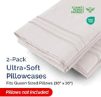 Queen Pillow Cases Set of 2 - Ultra Soft Hotel Quality Pillowcase Covers - Comfy Cozy Bedding for Women, Men, Kids & Teens - Machine Washable Pillow Protectors - 2 Pieces Set - Queen Size Light Grey
