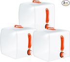 3 Pack Collapsible Water Container with Spigot, Foldable Camping Water Container Portable Camping Storage Carrier Jug for Outdoors Hiking Emergency Kit Backpack(5.3 Gallon,Orange,3 Pcs)