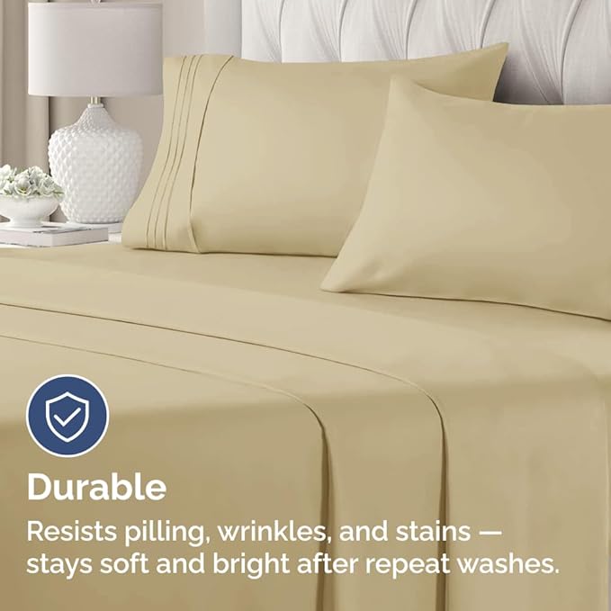 Pillowcases - Ultra Soft Hotel Quality Pillowcase Covers - Comfy, Cozy & Wrinkle Free - Shrinkage and Fade Resistant - Machine Washable Pillow Protectors - (Queen, Beige, 4 Piece Set)