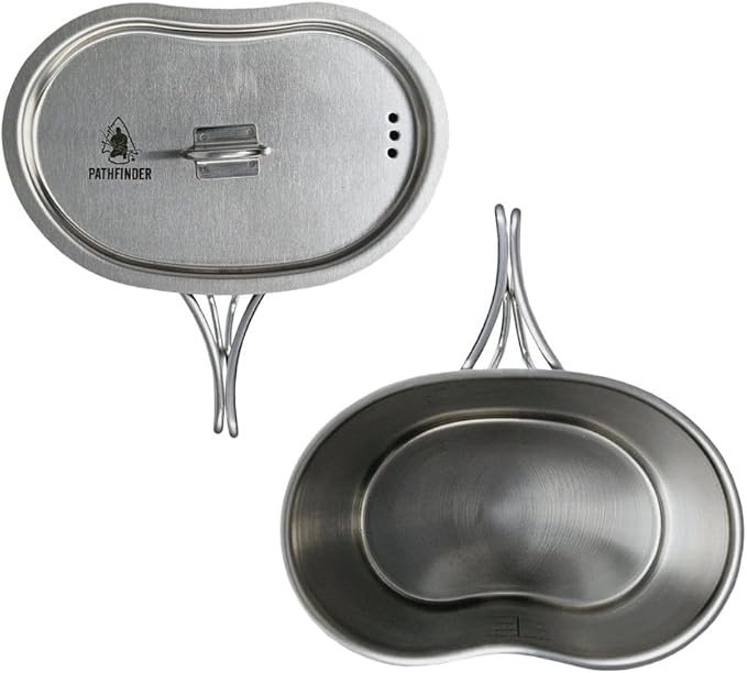 The Pathfinder School Metal Canteen Cooking Set - Survival Gear - Camping Essentials Mess Kit - Military Grade Outdoor Eating Kit - Hiking and Trail Cook Set