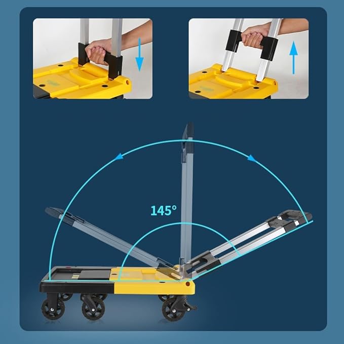 Folding Portable Cargo Trolley Blue Medium Hand Truck for Warehouse Luggage and Household Use Lightweight Folding Utility Cart for Easy Transport
