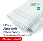 King Standard Pillow Cases Set of 2 - Soft Hotel Quality Pillowcase Covers - Comfy Bedding for Women, Men, Kids and Teens - Machine Washable Pillow Protectors - 2 Piece Set - King Standard Ice Blue