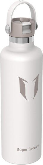 Super Sparrow Insulated Water Bottle - 17 Oz / 25 Oz / 32 Oz - Standard Mouth FlipFlow Flask - BPA Free, Leak Proof Drink Bottle- Ergonomic Straw Water Bottles for Work, Gym, Travel, Sports