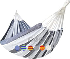 Brazilian Double Hammock 2 Person Extra Large Canvas Cotton Hammock for Patio Porch Garden Backyard Lounging Outdoor and Indoor (Gray Stripe)