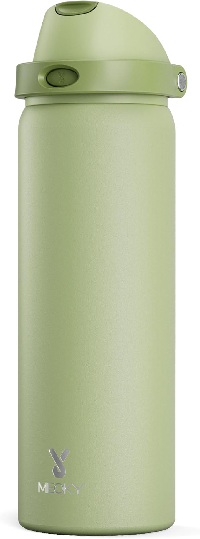 32 oz Insulated Water Bottle with Straw: Meoky Stainless Steel Metal Water Bottle with 2-in-1 Lid - Leak Proof, Cold for 24 Hours, Protective Silicone Base, BPA-Free for Sports Gym, Sage