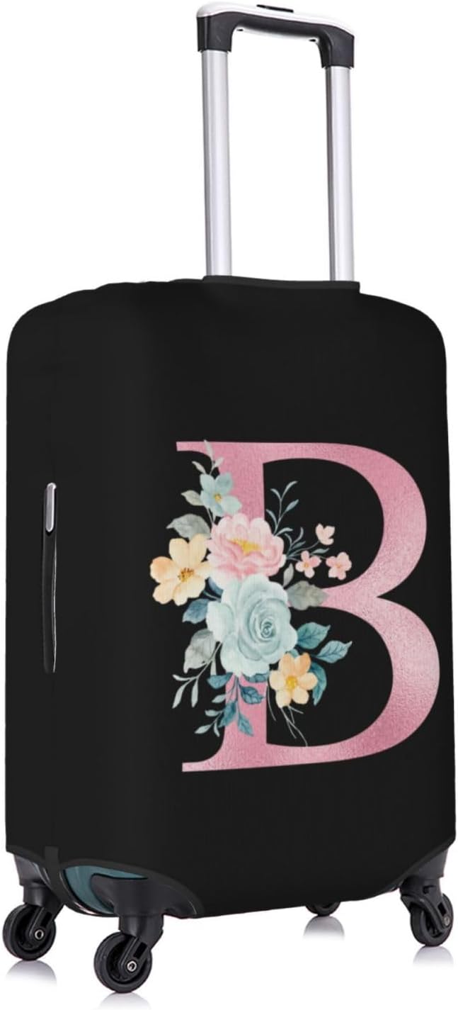 B Alphabet Design Custom Travel Luggage Cover Tag Set TSA Approved Vintage Letter Print Suitcase Protector Men Women (S 18-21 Inch Luggage)