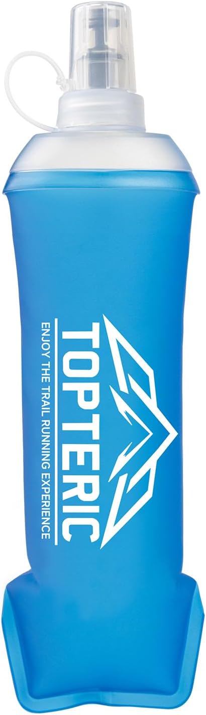 Collapsible Soft Flask Water Bottle, TPU Soft Folding Flexible Water Bottles for Hydration Pack/Running Vest, BPA/PVC Free, Ideal for Running Hiking Cycling Climbing (500ml)