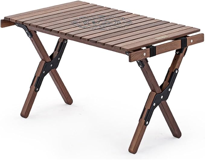 Naturehike Camping Folding Table, Roll-Up Table with Carry Bag, Portable Wood Outdoor Table for Low Picnic, Beach, Camping, Travel, Party, Beach, Garden, Backyard BBQ, Black Walnut Wood