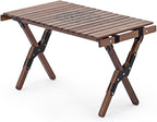 Naturehike Camping Folding Table, Roll-Up Table with Carry Bag, Portable Wood Outdoor Table for Low Picnic, Beach, Camping, Travel, Party, Beach, Garden, Backyard BBQ, Black Walnut Wood