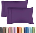 King Standard Pillow Cases Set of 2 - Soft Hotel Quality Pillowcase Covers - Comfy Bedding for Women, Men, Kids & Teens - Machine Washable Pillow Protectors - 2 Piece Set - King Standard Size Purple