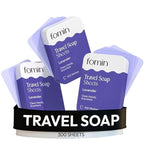 FOMIN - Antibacterial Paper Soap Sheets Tin for Traveling - (300 Sheets) Lavender - Portable Travel Hand Soap Sheets, Dissolvable Mini Camping Hand Soap for Hand Washing
