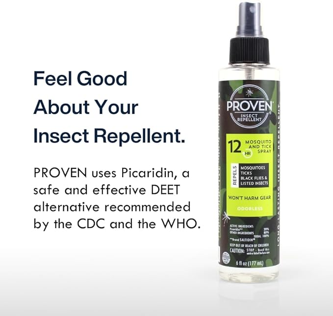 Proven Insect Repellent Spray, Keep Mosquitoes, Ticks and Flies Off, DEET Alternative Repellent, Up to 12-Hour Protection, Great for Camping or Hiking, 6 Ounce, Odorless Camo Spray, 2 Pack