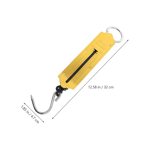 BESTYASH 2pcs Portable Handheld Spring Hanging Scale 50kg Mechanical Vertical Hook Scale for Luggage Fishing and Produce Weighing with Yellow Metal Body