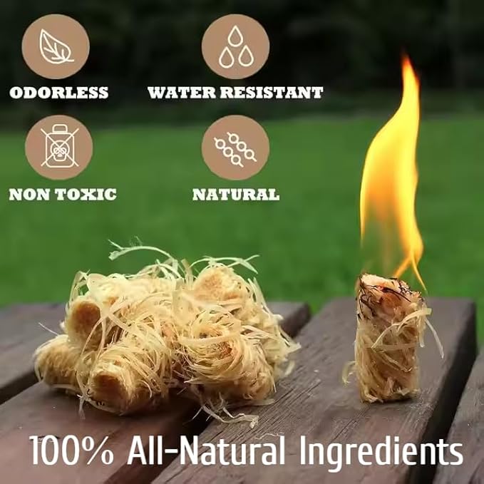 Fire Starter, 72 PCS Odorless Natural Fire Starters for BBQ, Easy to Ignite, Firestarter for Grill, Campfires, Chimney Charcoal, Indoor & Outdoor Fire Pit, Smoker, Fireplace, Wood Stove, Tumbleweeds
