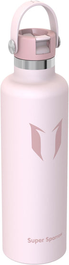 Super Sparrow Insulated Water Bottle - 17 Oz / 25 Oz / 32 Oz - Standard Mouth FlipFlow Flask - BPA Free, Leak Proof Drink Bottle- Ergonomic Straw Water Bottles for Work, Gym, Travel, Sports