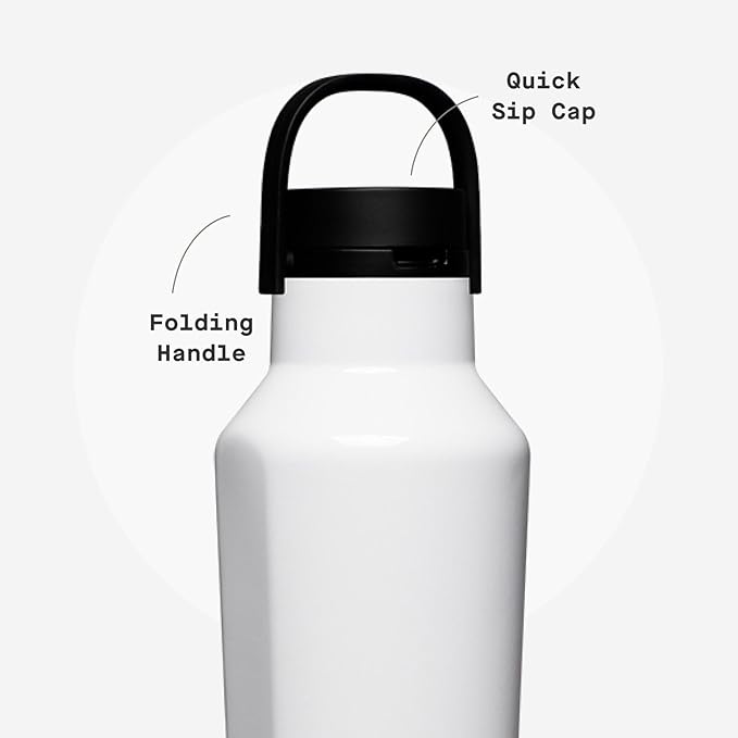 Corkcicle Sport Canteen - Keeps Drinks Cold 25 Hours - Stainless Steel Water Bottle - Triple-Insulated - Spill-Proof - Summer Drinkware Gift - Keeps Drinks Ice Cold - 20 oz - Gloss White