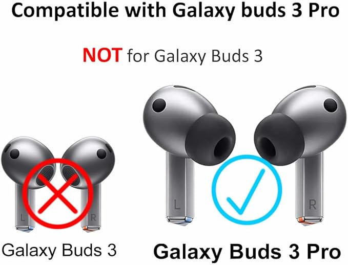 A-Focus Galaxy Buds 3 Pro Anti-Slip Kit Replacement Ear Hooks Sport Ear Tips Non-Slip Silicone Eartips and Covers Gel Wings Ergonomic Design Strap Compatible with Samsung Galaxy Buds 3 Pro Black