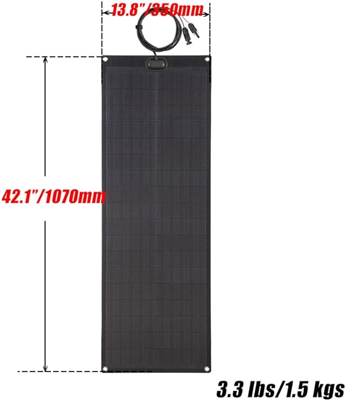 Lensunsolar 55W 12V ETFE Black Flexible Solar Panel, PERC Mono Solar Cells, Ultrathin Ultra Lightweight for Campers, RVs, Boats,Camping, Tent