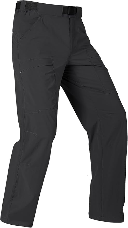 FREE SOLDIER Men's Outdoor Cargo Hiking Pants with Belt Lightweight Waterproof Quick Dry Tactical Pants Nylon Spandex
