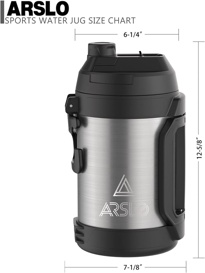 Sports Water Jug - Gallon Water Bottle - Insulated Stainless Steel Bottle for Gym, Workouts, Basketball, Football, Soccer - Keep Water Cold for Up To 24 Hours - 108Oz (StainlessSteel)