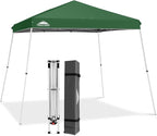 EAGLE PEAK 11x11 Slant Leg Pop-up Canopy Tent Easy One Person Setup Instant Outdoor Beach Canopy Folding Portable Sports Shelter 11' x 11' Base 9' x 9' Top (Green)
