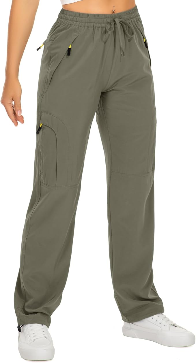Womens Hiking Pants Quick Dry UPF 50 Lightweight Travel Golf Cargo Safari Pants Zipper Pockets