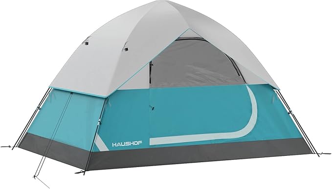 HAUSHOF 2/4-Person Family Dome Tent with Removable Rain-Fly, Easy Set Up Portable Camping Tent for Backpacking Hiking Backyard Outdoor, Green/Blue/2-person/4-person