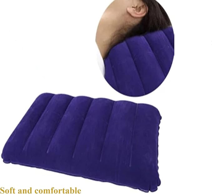 Ultralight Inflatable Camping Pillow Squared Flocked Fabric Air Pillow for Beach Hiking,Camping,Traveling,Napping,Desk Rest,Neck Lumbar Support(Purple)