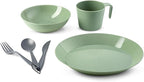 GSI Outdoors Cascadian 1 Person Table Set I 6-Piece Camping, Backpacking Mess Kit, Plastic BPA Free, Plate, Bowl, Mug, Cup & Cutlery Set