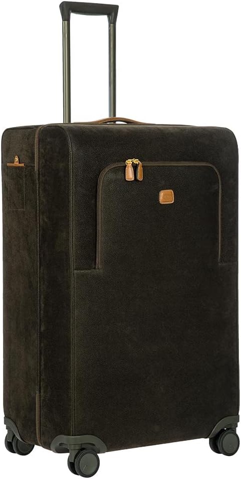 Bric's LIFE TROPEA 30-Inch Spinner - Luxury Luggage With Spinner Wheels - Away Luggage and Lightweight Carry on Suitcases with Wheels - Faux Suede - Olive