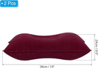 PATIKIL Inflatable Pillow, 2 Pack Squared Ultralight Camping Travel Pillow Desk Rest Neck Support for Hiking Backpacking Office, Wine Red