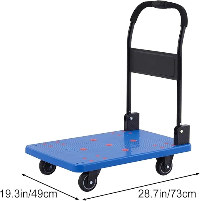 Portable Folding Hand Truck Cart with 360° Swivel Wheels Ideal for Moving Luggage & Warehouse Use Compact and Lightweight (Blue Small)