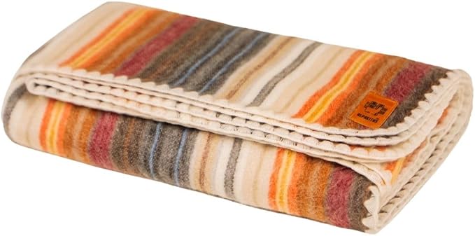 Alpaca Wool Blanket - Twin Size Bed Throw & Warm, Lightweight, Couch or Camp - Outdoor - 75 x 38 Inches (White & Brown)