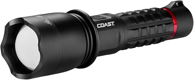 Coast XP20R 4000 Lumen USB-C Rechargeable LED Flashlight with Slide Focus and Pure Beam Focusing Optic, 5 Light Modes
