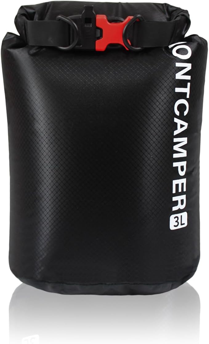 Upgraded CORDURA Waterproof Dry Bag-Lightweight&Durable Waterproof Storage Sack-Roll Top with Survival Whistle-Suitable for High-Intensity Outdoor Adventures-Floats on Water (3L/Black)