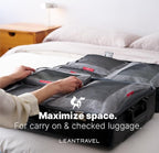 LeanTravel Premium Compression Packing Cubes for Travel - Suitcase Organizer Bags with Double Zipper & Breathable Mesh Panel - Space Saving Carry On Luggage Essentials (3-Pack, Grey)
