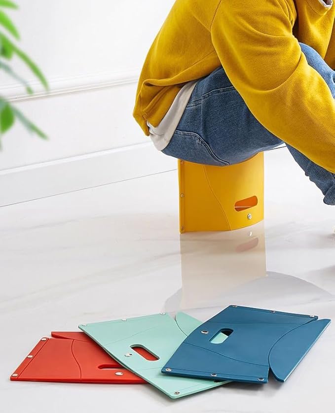 Folding Portable Camping Hiking Stool with Handbag Function - Lightweight Collapsable Travel Chairs for BBQ, Library & Backpacking - Outdoor Ultralight Mini Step Stool Foldable(Light Bule Small)