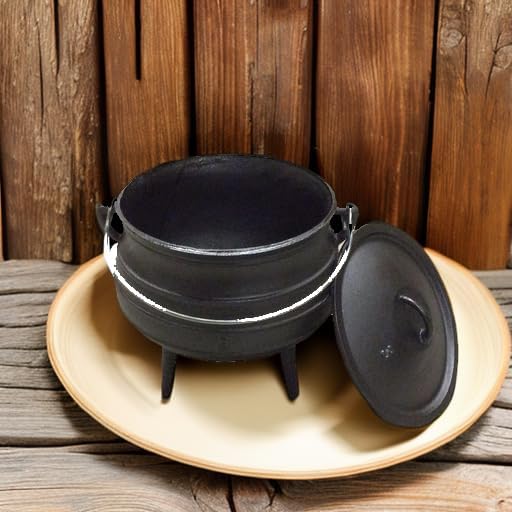 Cuisiland 8.5QT Cast Iron Potjie Cauldron Pot with Lid & 3 Legs – Pre-Seasoned South African-Style Campfire Pot for Outdoor Cooking, Soups, Stews & Braising – Heavy-Duty Cast Iron Dutch Oven
