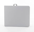 BTEXPERT Set of 2, Fold-in-Half Folding Utility Table 6 Feet 72"x 29.5" Lightweight Portable Carrying Handle Indoor Outdoor Picnic Camping Office Home Party Wedding Event Easy Clean Store Care White