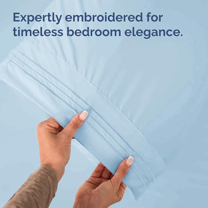 Queen Pillow Cases Set of 2 - Ultra Soft Hotel Quality Pillowcase Covers - Comfy Cozy Bedding for Women, Men, Kids and Teens - Machine Washable Pillow Protectors - 2 Pieces Set - Queen Size Sky Blue